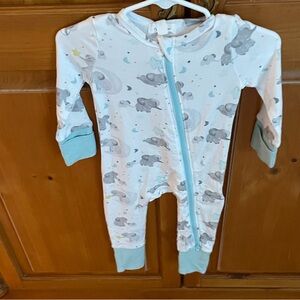 NWT Angel Dear Elephant Balloon Print Convertible Feet Romper Pajama 3-6M